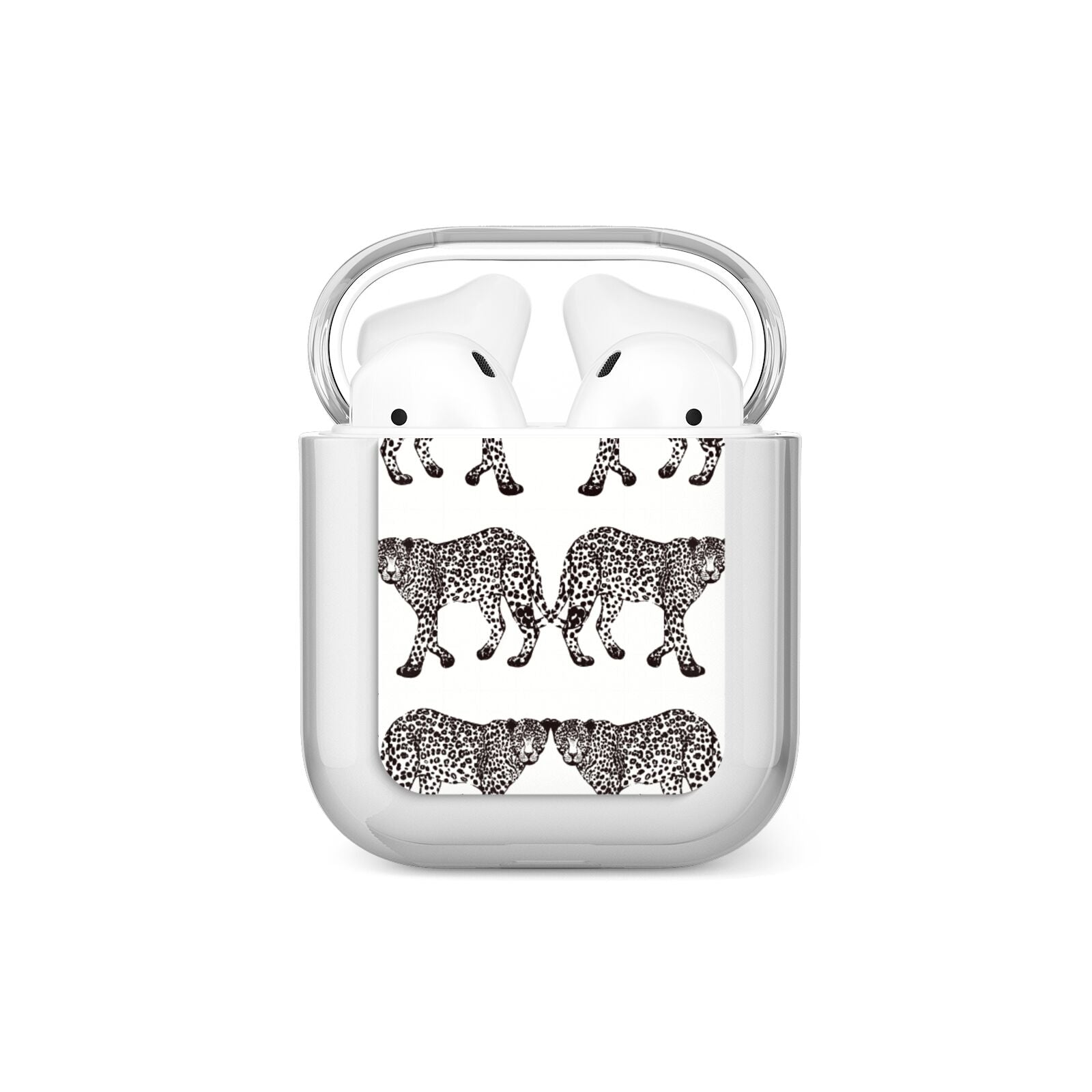 Monochrome Mirrored Leopard Print AirPods Case