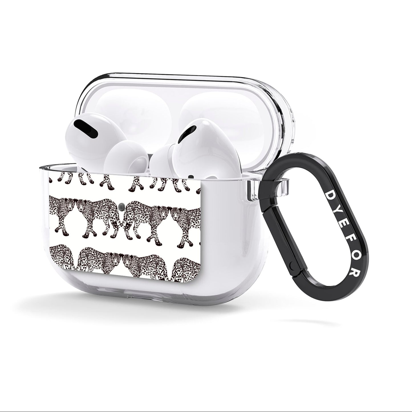 Monochrome Mirrored Leopard Print AirPods Clear Case 3rd Gen Side Image