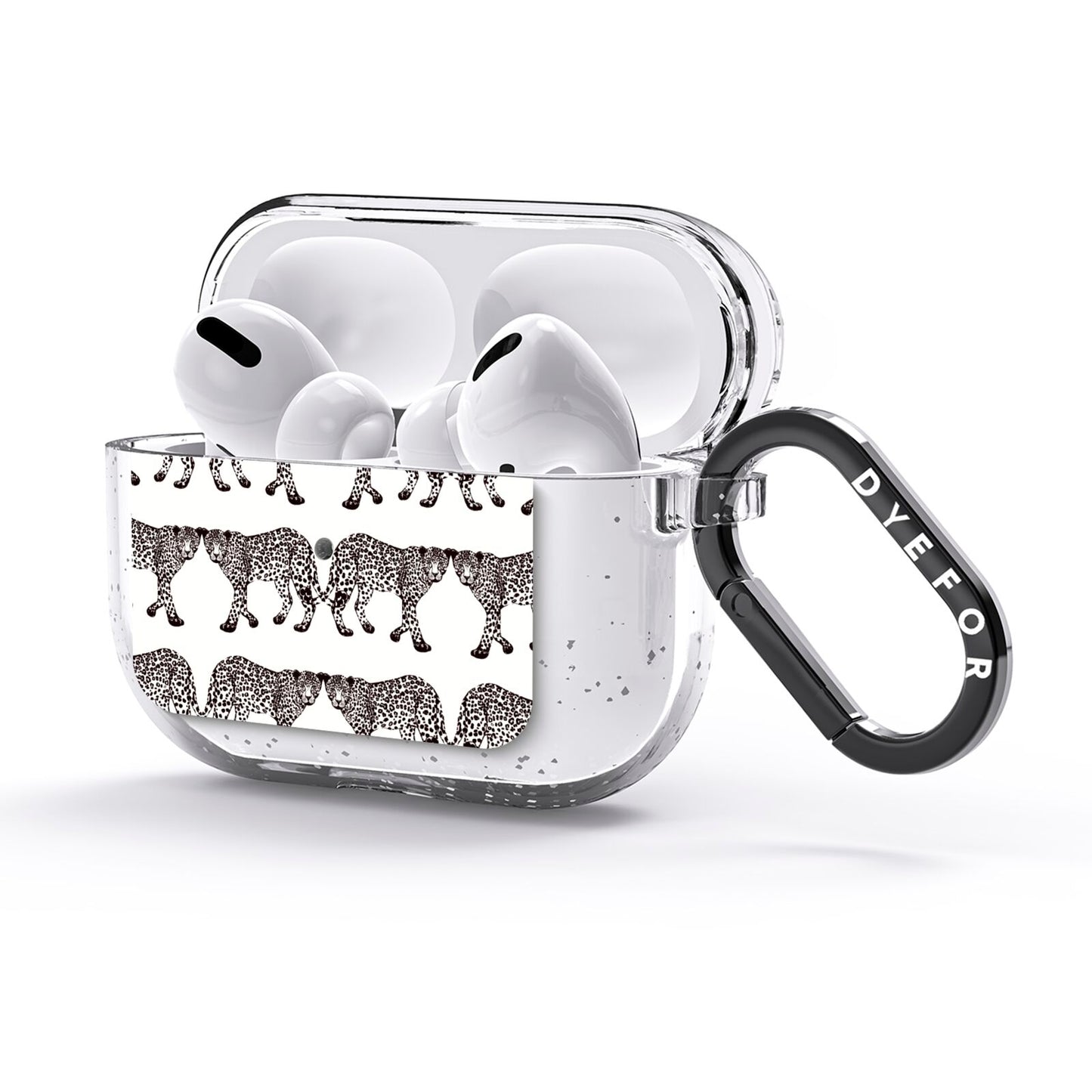 Monochrome Mirrored Leopard Print AirPods Glitter Case 3rd Gen Side Image