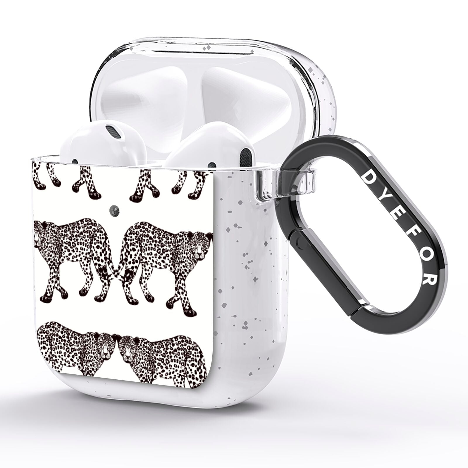 Monochrome Mirrored Leopard Print AirPods Glitter Case Side Image