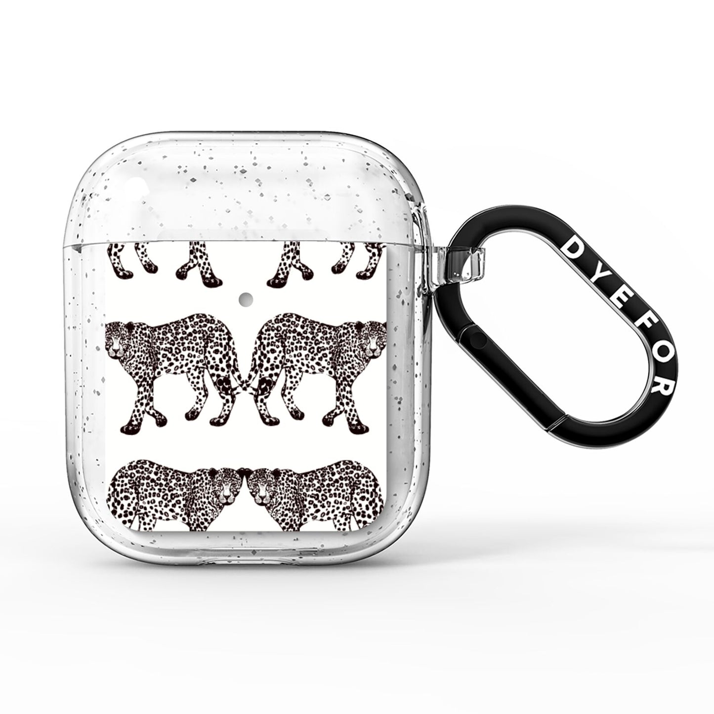 Monochrome Mirrored Leopard Print AirPods Glitter Case