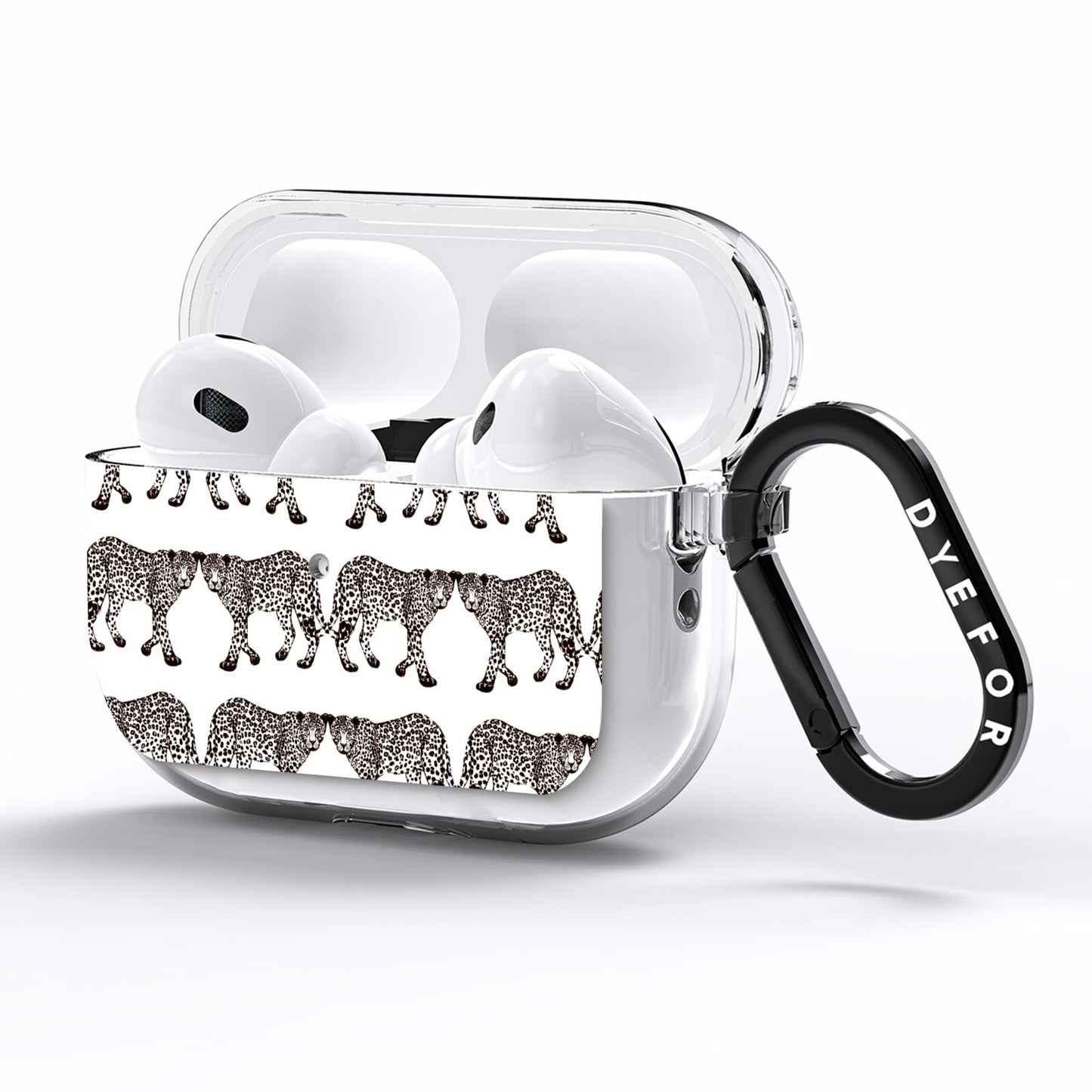 Monochrome Mirrored Leopard Print AirPods Pro Clear Case Side Image
