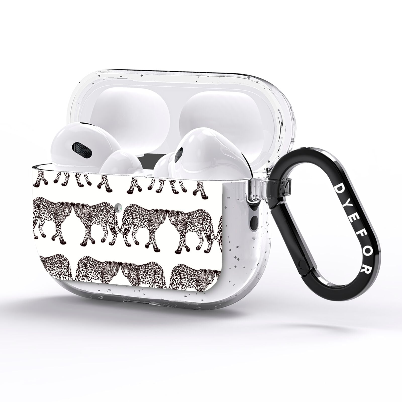 Monochrome Mirrored Leopard Print AirPods Pro Glitter Case Side Image