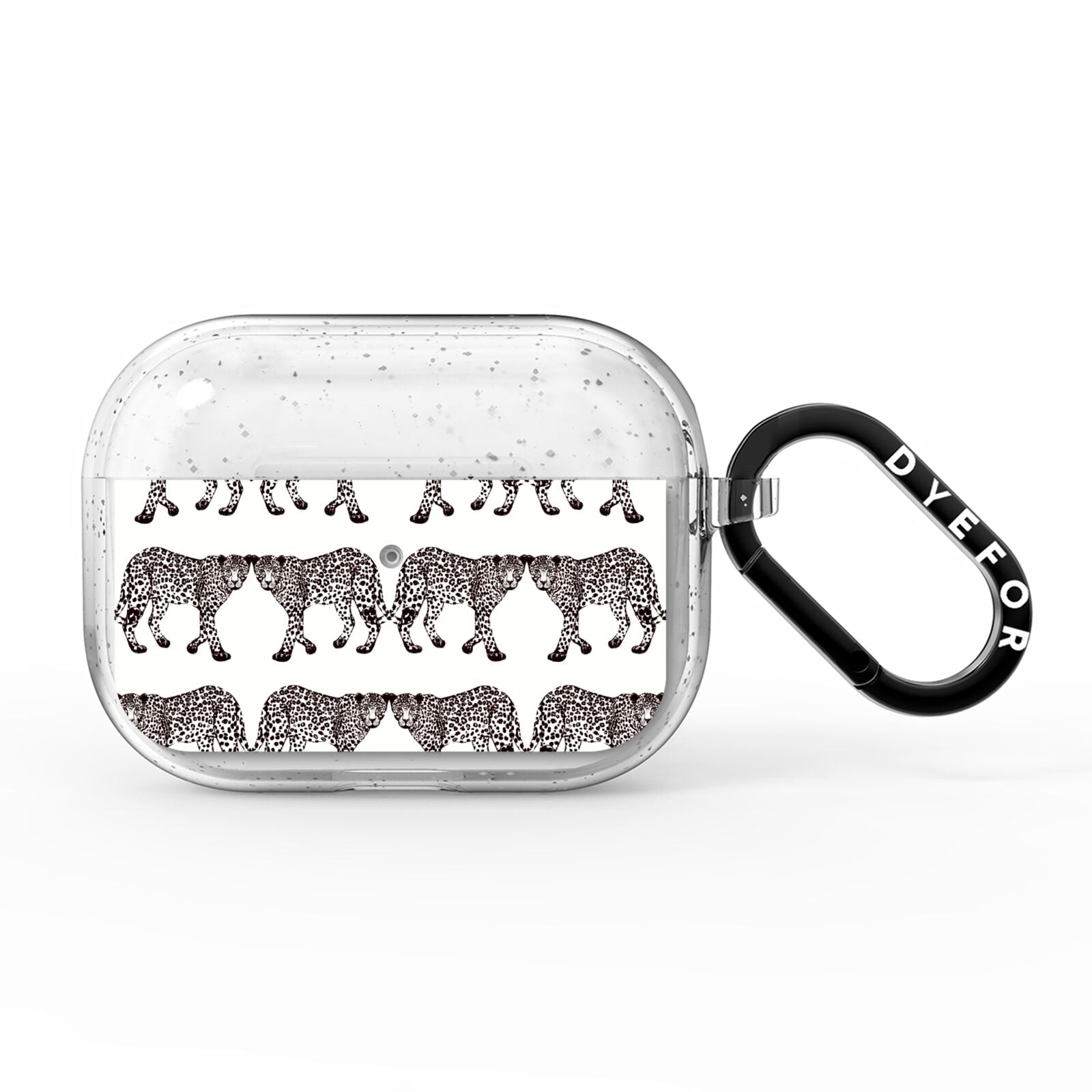 Monochrome Mirrored Leopard Print AirPods Pro Glitter Case