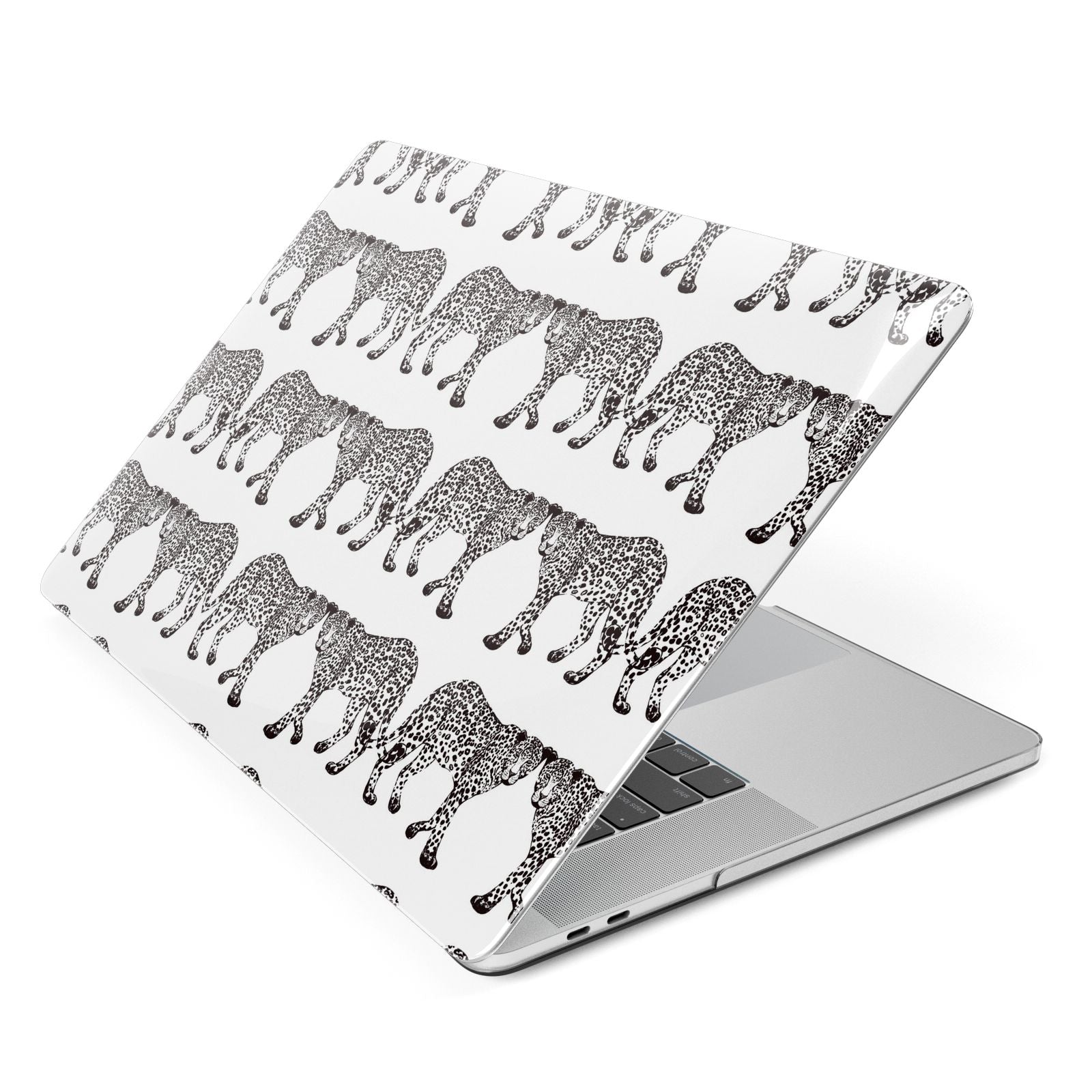 Monochrome Mirrored Leopard Print Apple MacBook Case Side View