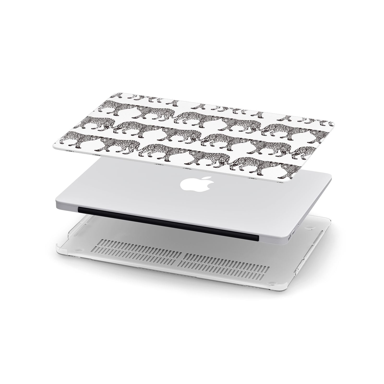 Monochrome Mirrored Leopard Print Apple MacBook Case in Detail