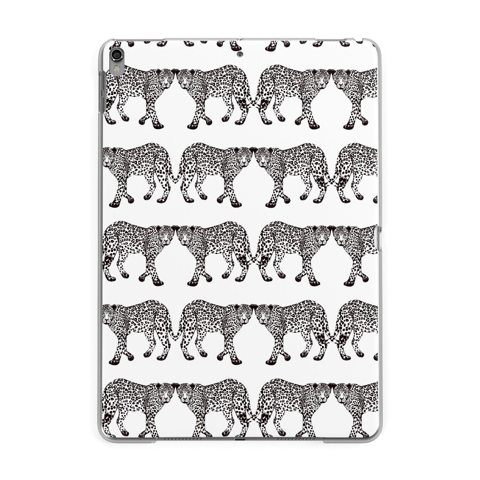 Monochrome Mirrored Leopard Print Apple iPad Grey Case