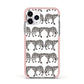 Monochrome Mirrored Leopard Print Apple iPhone 11 Pro in Silver with Pink Impact Case