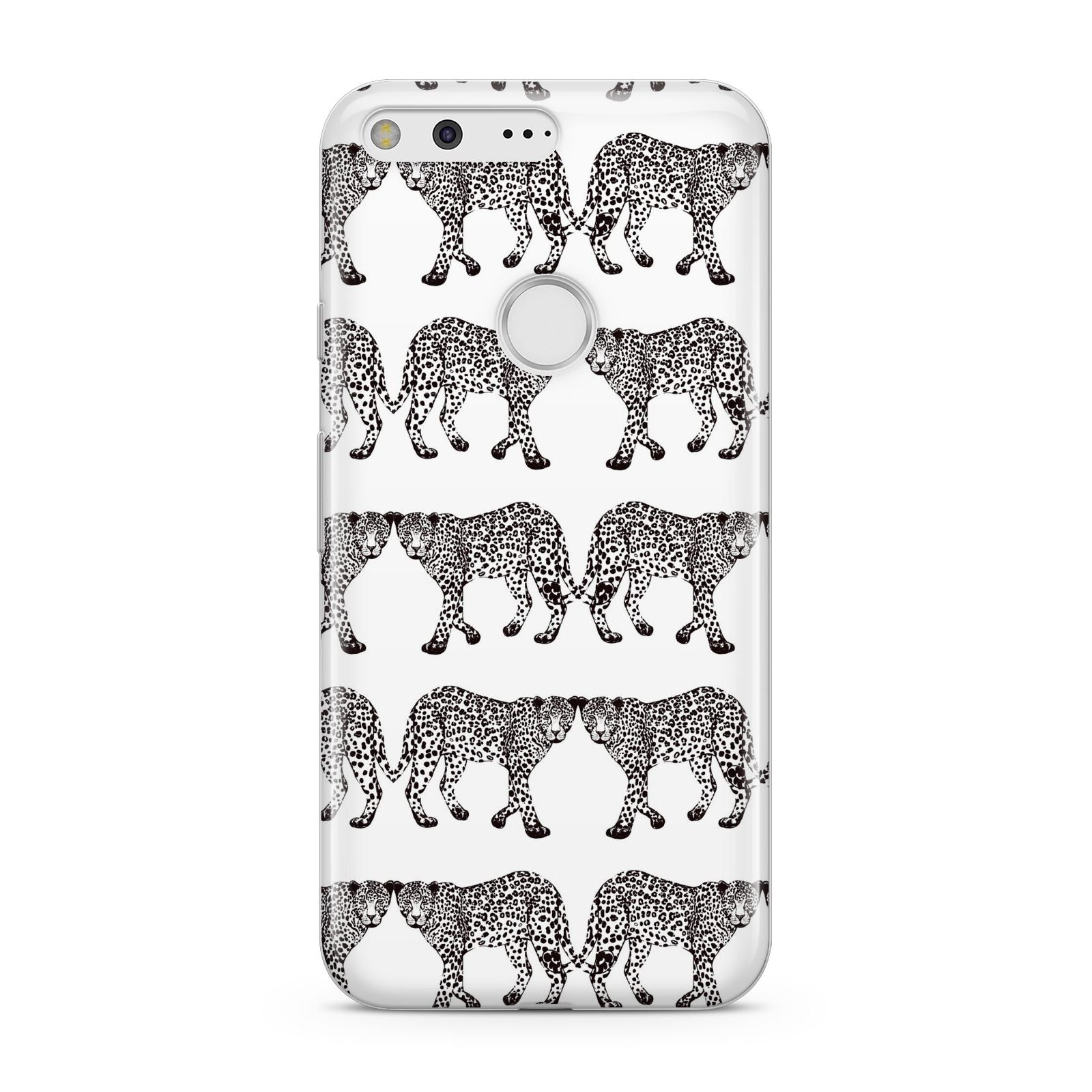 Monochrome Mirrored Leopard Print Google Pixel Case