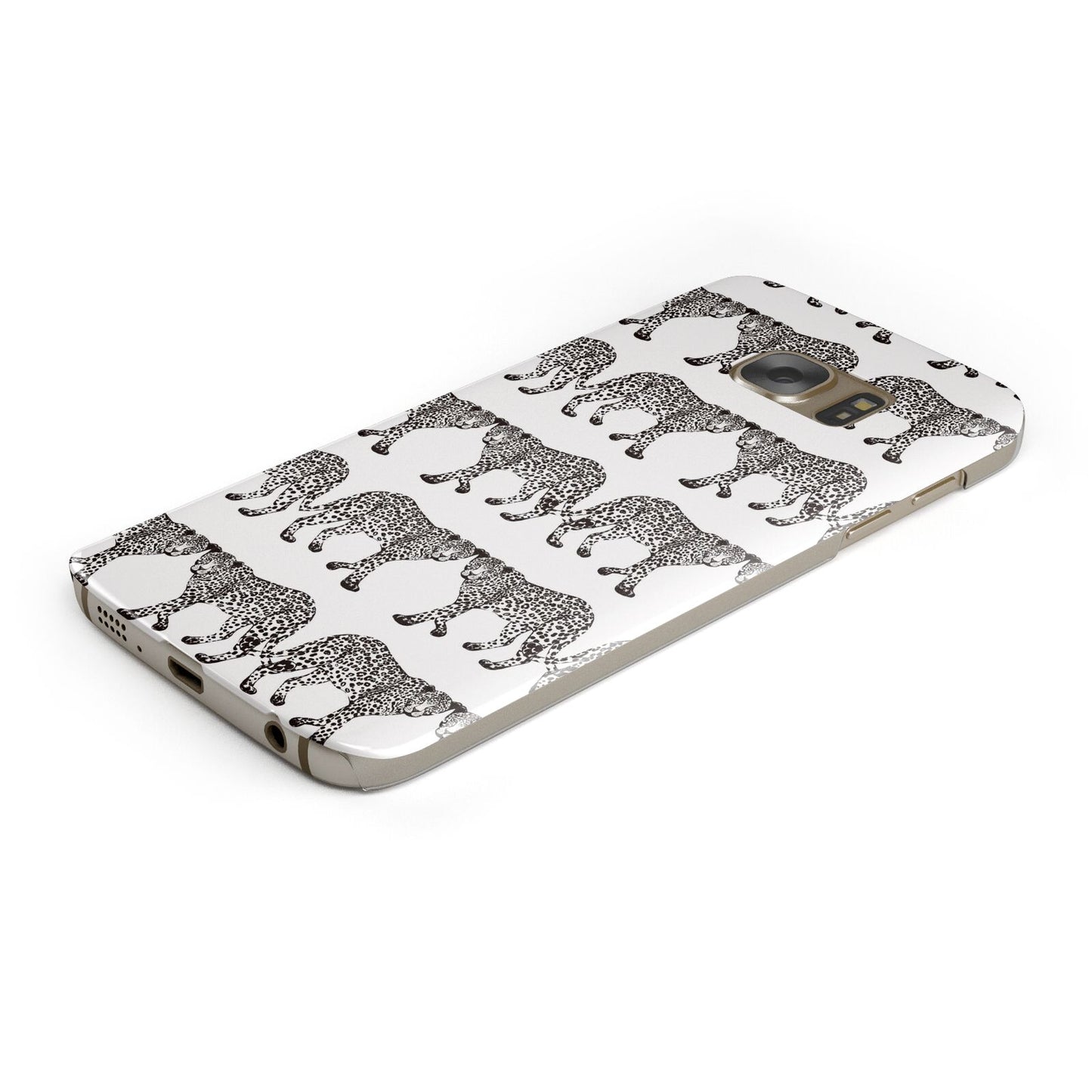 Monochrome Mirrored Leopard Print Protective Samsung Galaxy Case Angled Image