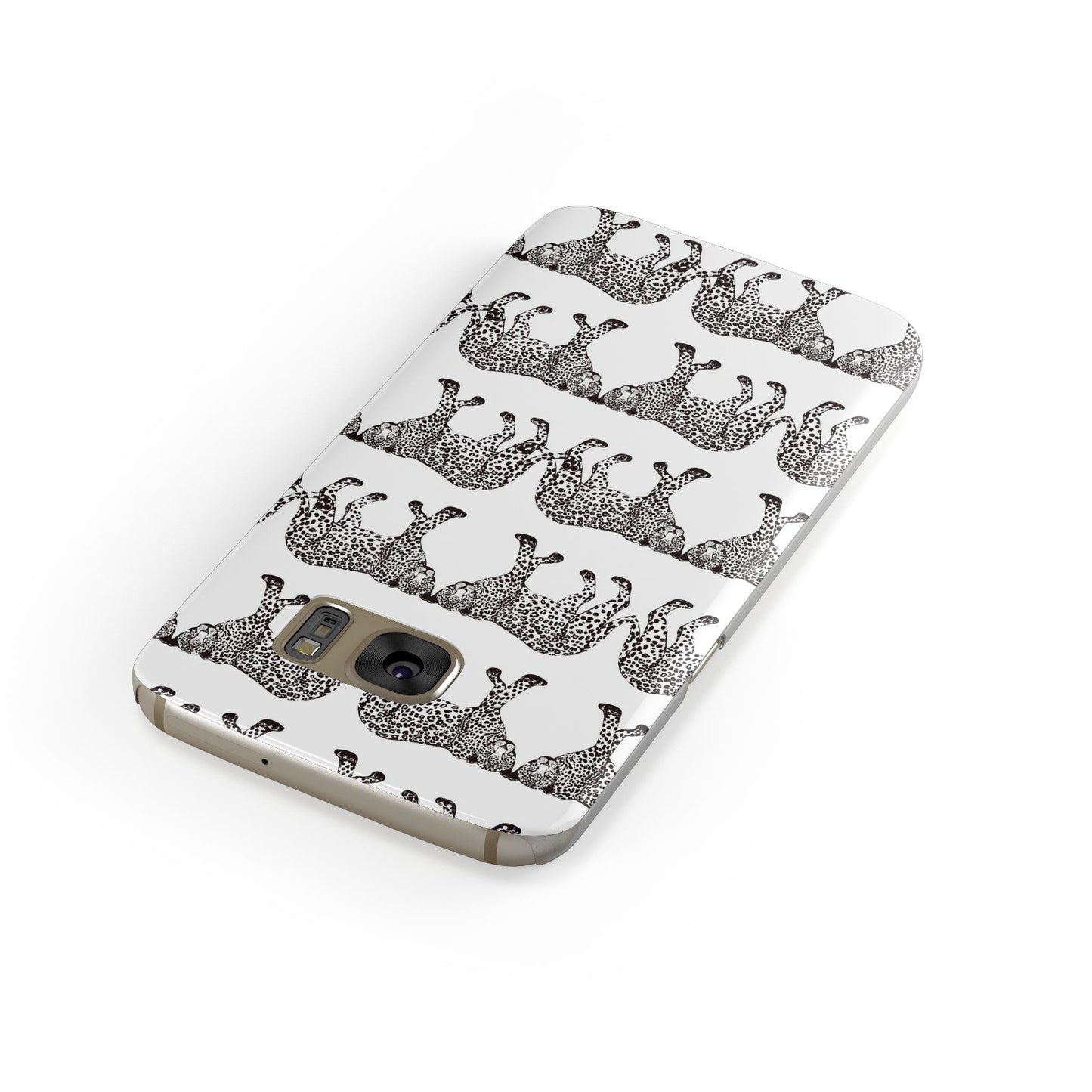 Monochrome Mirrored Leopard Print Samsung Galaxy Case Front Close Up