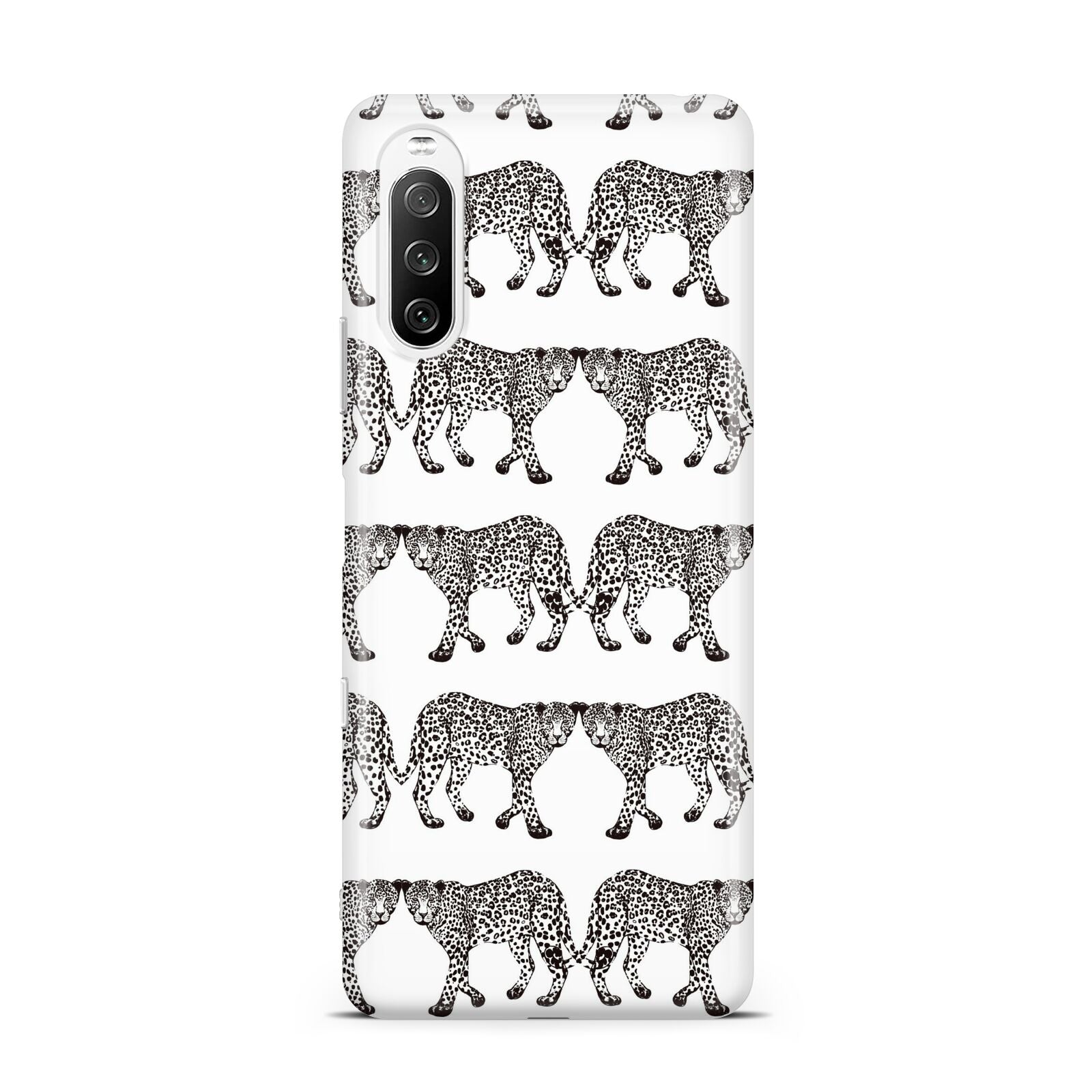 Monochrome Mirrored Leopard Print Sony Xperia 10 III Case