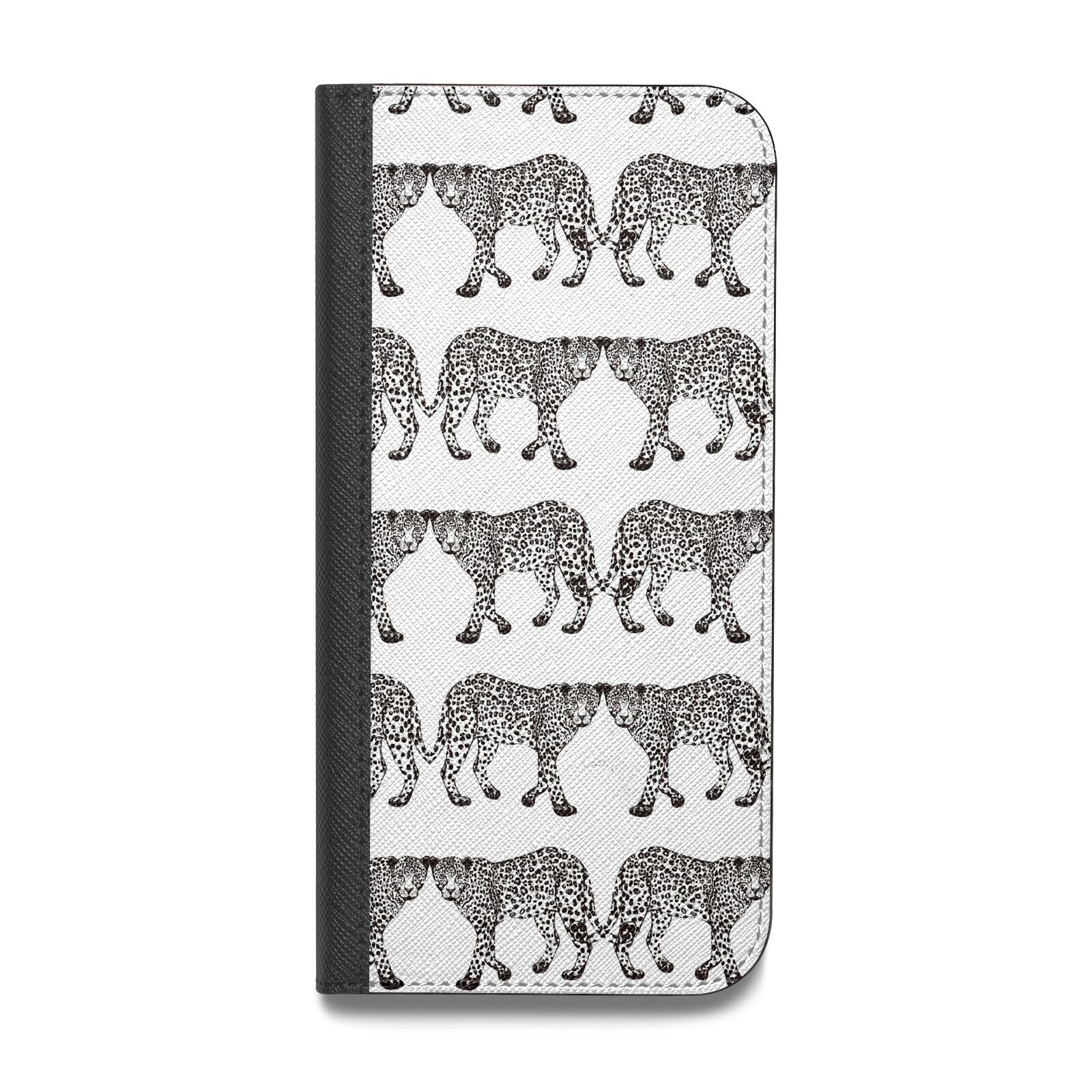 Monochrome Mirrored Leopard Print Vegan Leather Flip Samsung Case