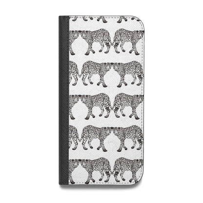 Monochrome Mirrored Leopard Print Vegan Leather Flip Samsung Case