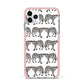 Monochrome Mirrored Leopard Print iPhone 11 Pro Max Impact Pink Edge Case
