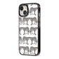 Monochrome Mirrored Leopard Print iPhone 13 Black Impact Case Side Angle on Silver phone