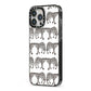 Monochrome Mirrored Leopard Print iPhone 13 Pro Max Black Impact Case Side Angle on Silver phone