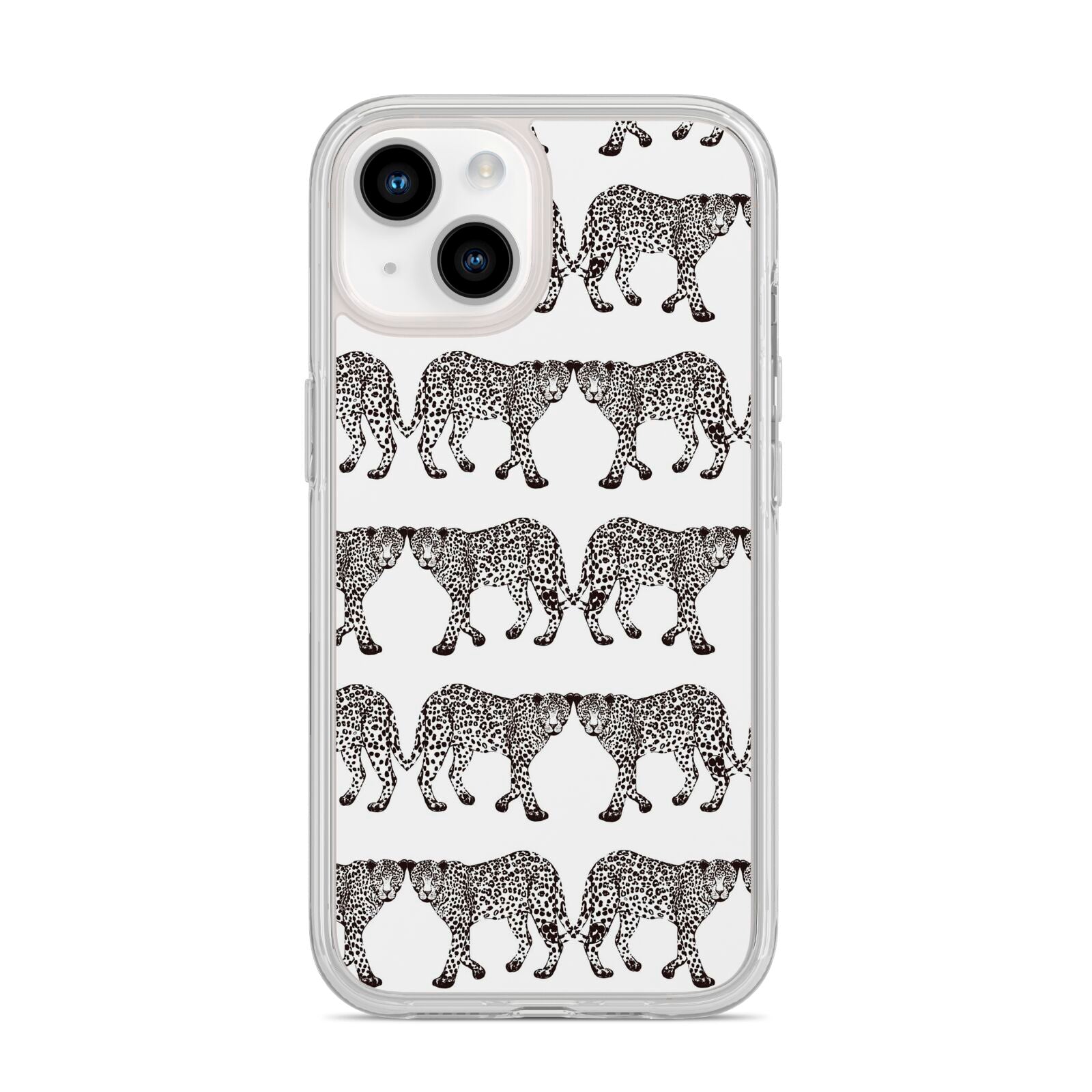 Monochrome Mirrored Leopard Print iPhone 14 Clear Tough Case Starlight