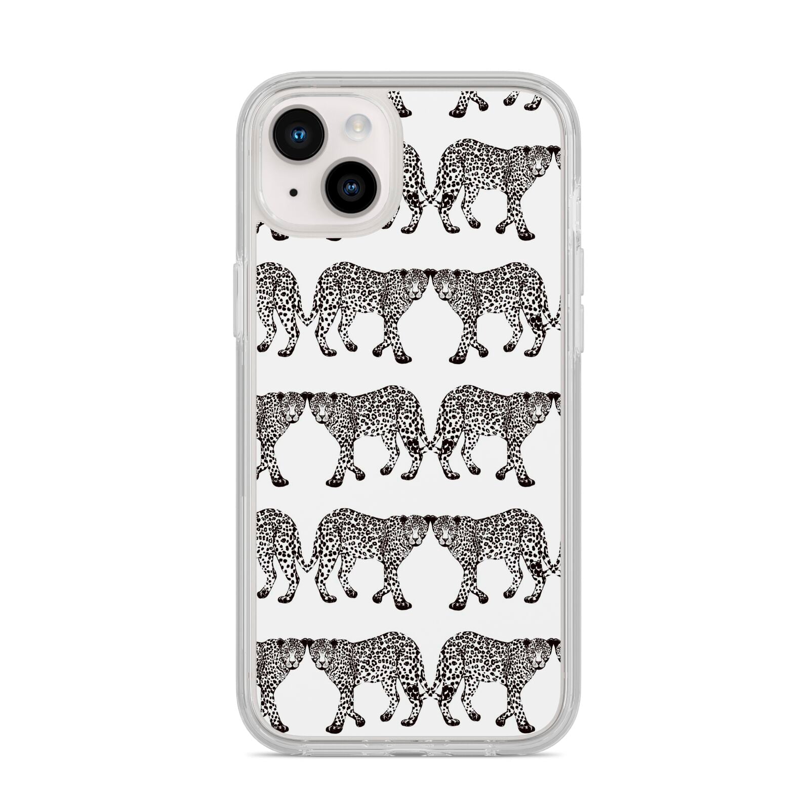 Monochrome Mirrored Leopard Print iPhone 14 Plus Clear Tough Case Starlight