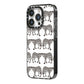 Monochrome Mirrored Leopard Print iPhone 14 Pro Black Impact Case Side Angle on Silver phone