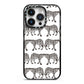 Monochrome Mirrored Leopard Print iPhone 14 Pro Black Impact Case on Silver phone