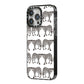 Monochrome Mirrored Leopard Print iPhone 14 Pro Max Black Impact Case Side Angle on Silver phone