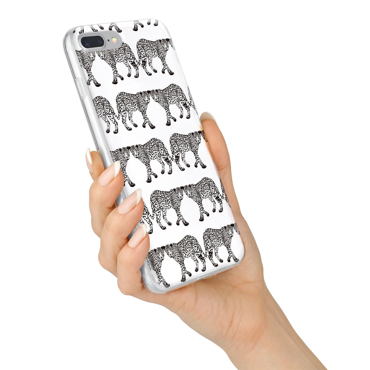 Monochrome Mirrored Leopard Print iPhone 7 Plus Bumper Case on Silver iPhone Alternative Image