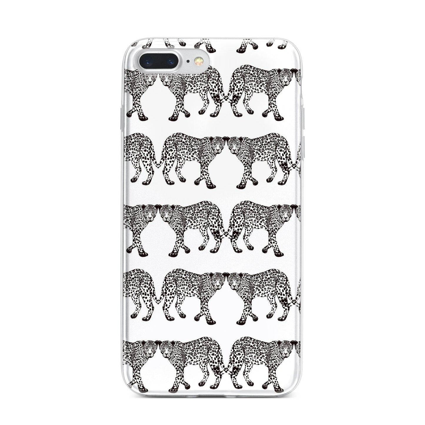 Monochrome Mirrored Leopard Print iPhone 7 Plus Bumper Case on Silver iPhone