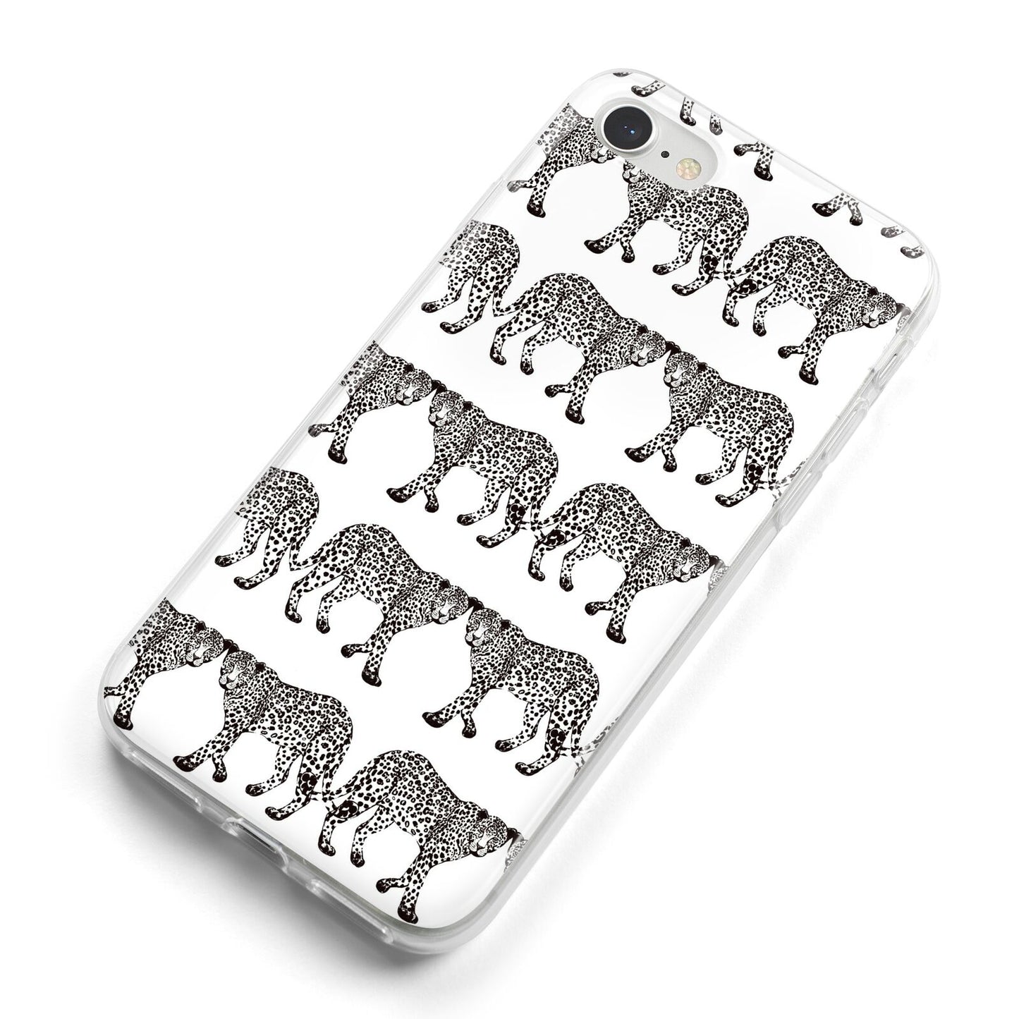Monochrome Mirrored Leopard Print iPhone 8 Bumper Case on Silver iPhone Alternative Image