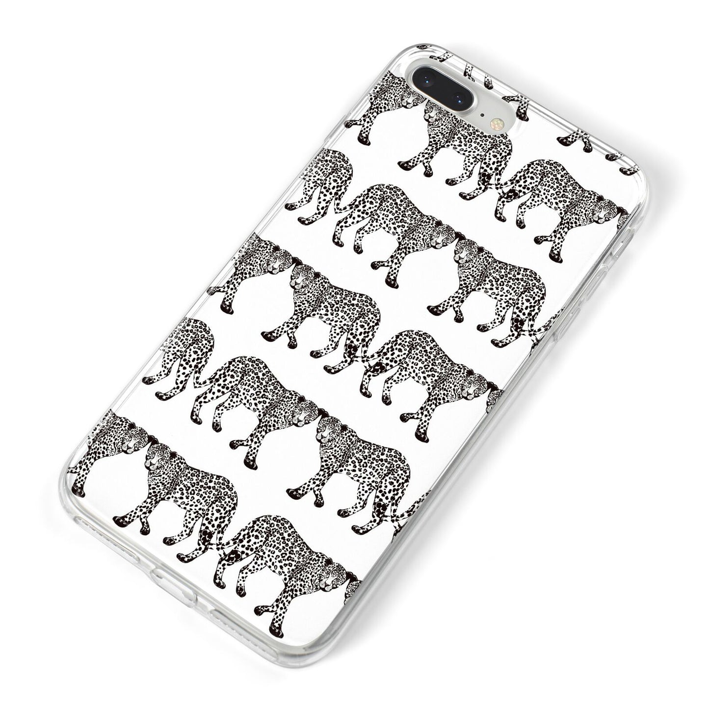 Monochrome Mirrored Leopard Print iPhone 8 Plus Bumper Case on Silver iPhone Alternative Image