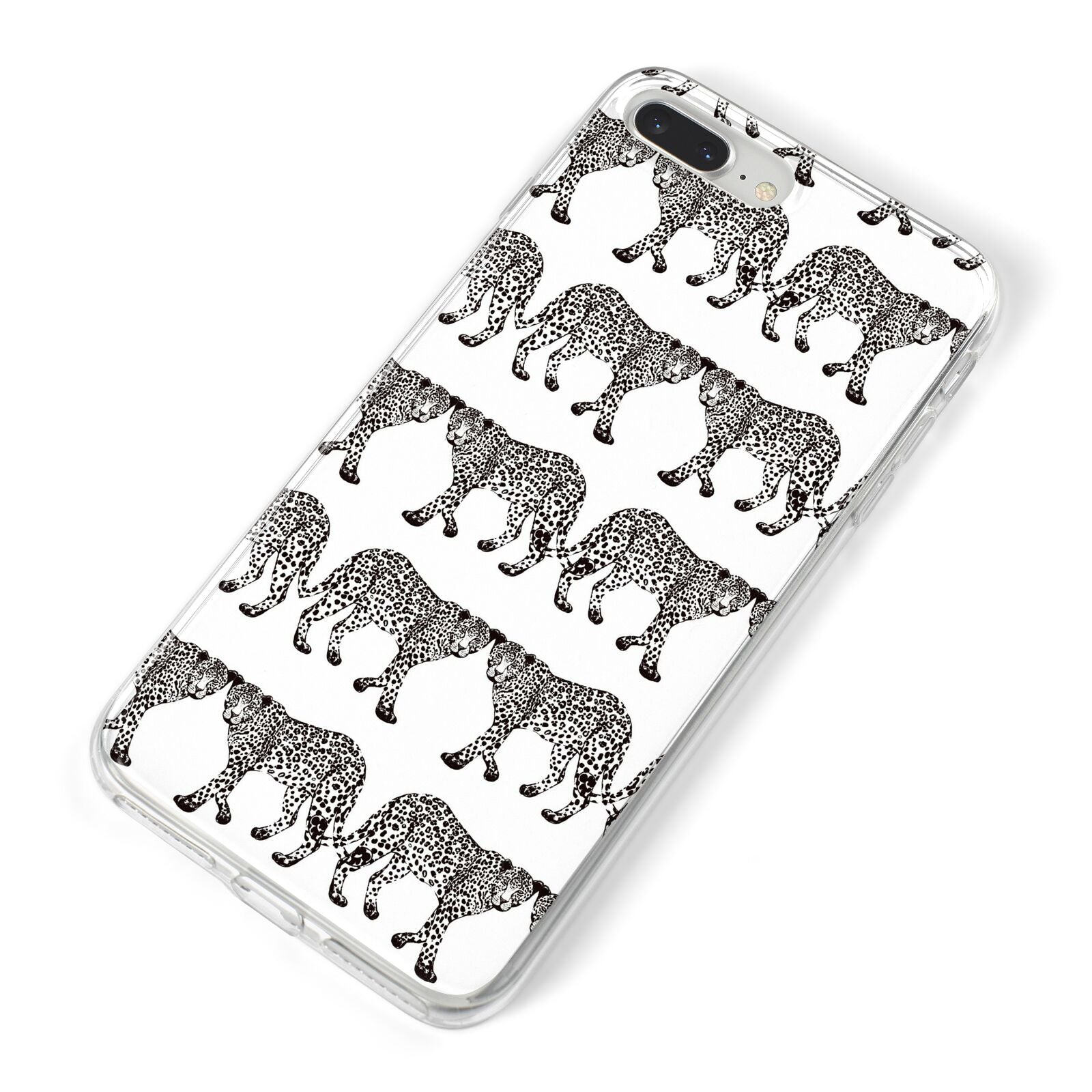 Monochrome Mirrored Leopard Print iPhone 8 Plus Bumper Case on Silver iPhone Alternative Image