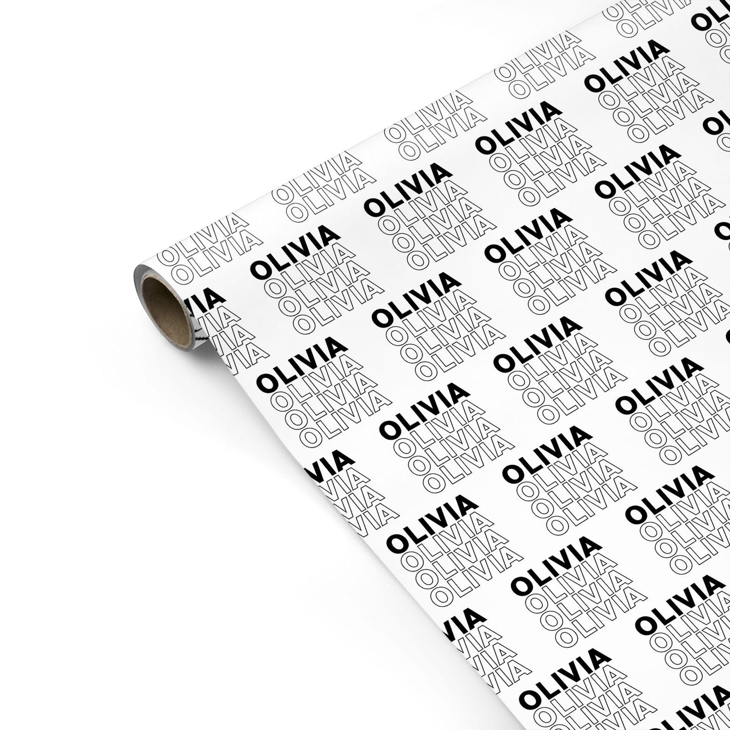 Monochrome Name Stack Personalised Gift Wrap