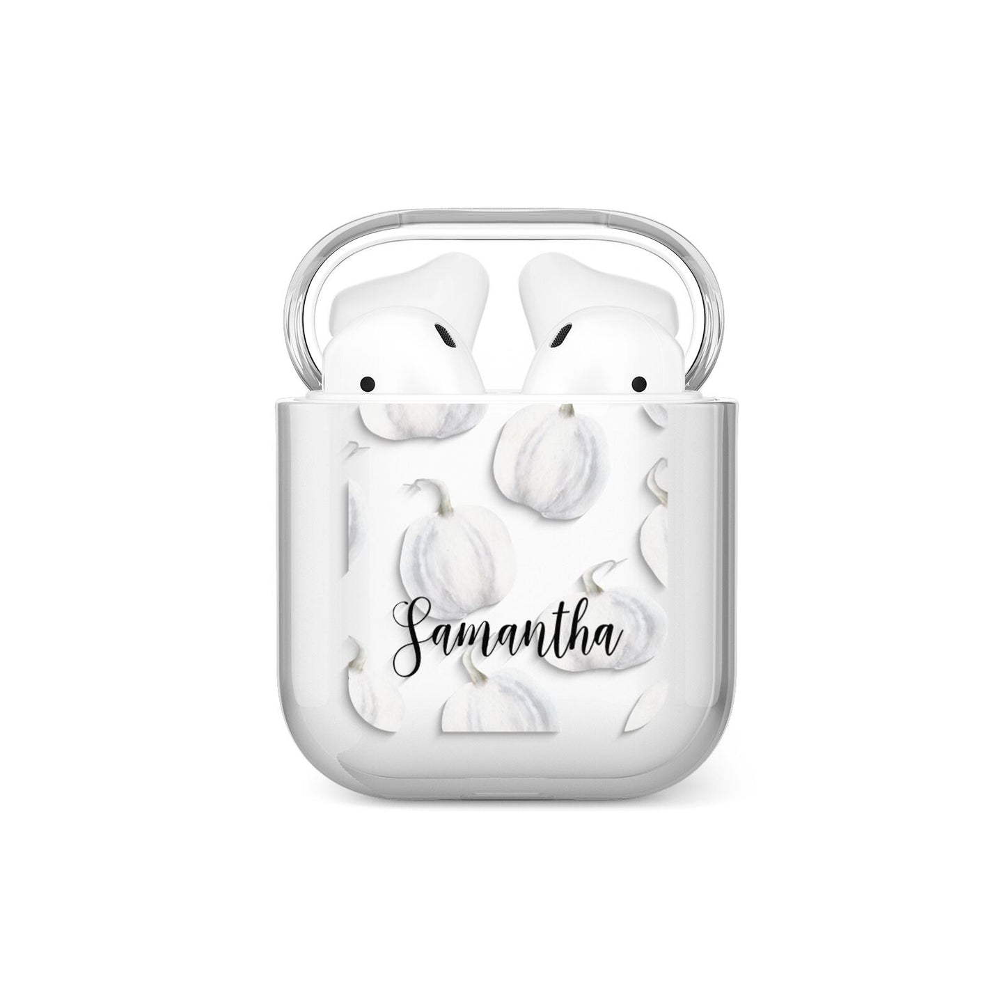Monochrome Pumpkins with Text AirPods Case