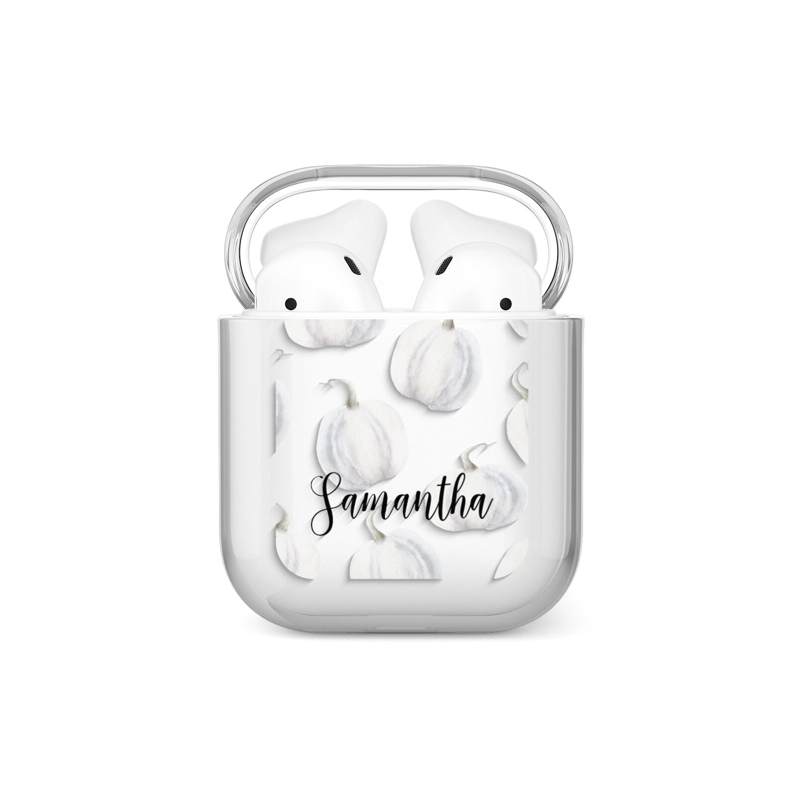 Monochrome Pumpkins with Text AirPods Case