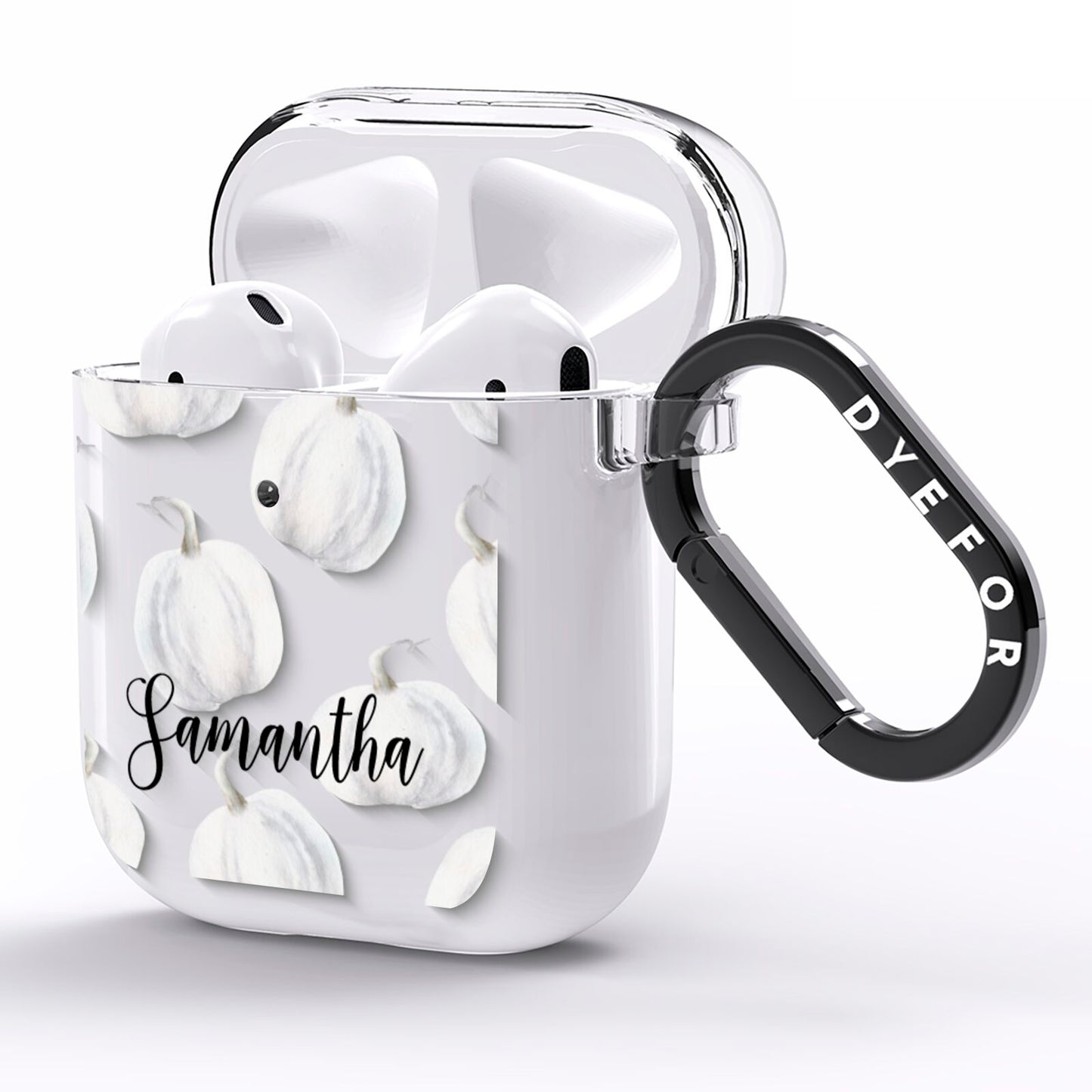Monochrome Pumpkins with Text AirPods Clear Case Side Image