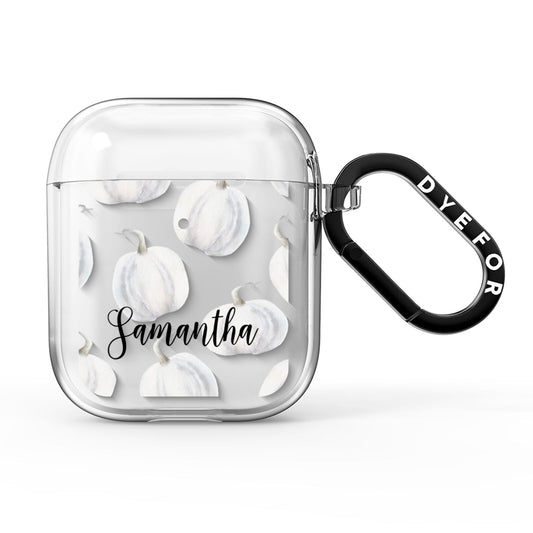 Monochrome Pumpkins with Text AirPods Clear Case