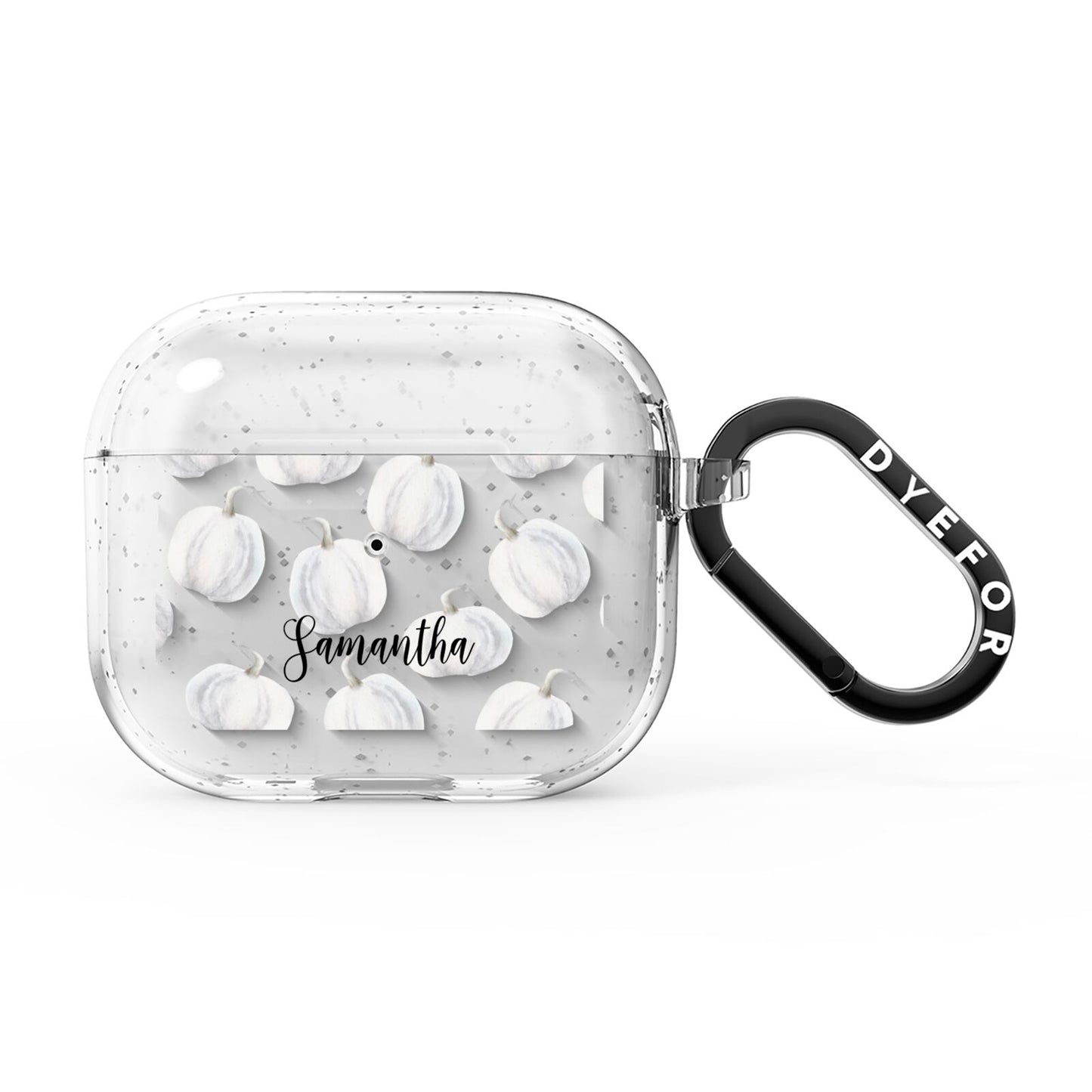 Monochrome Pumpkins with Text AirPods Glitter Case 3rd Gen