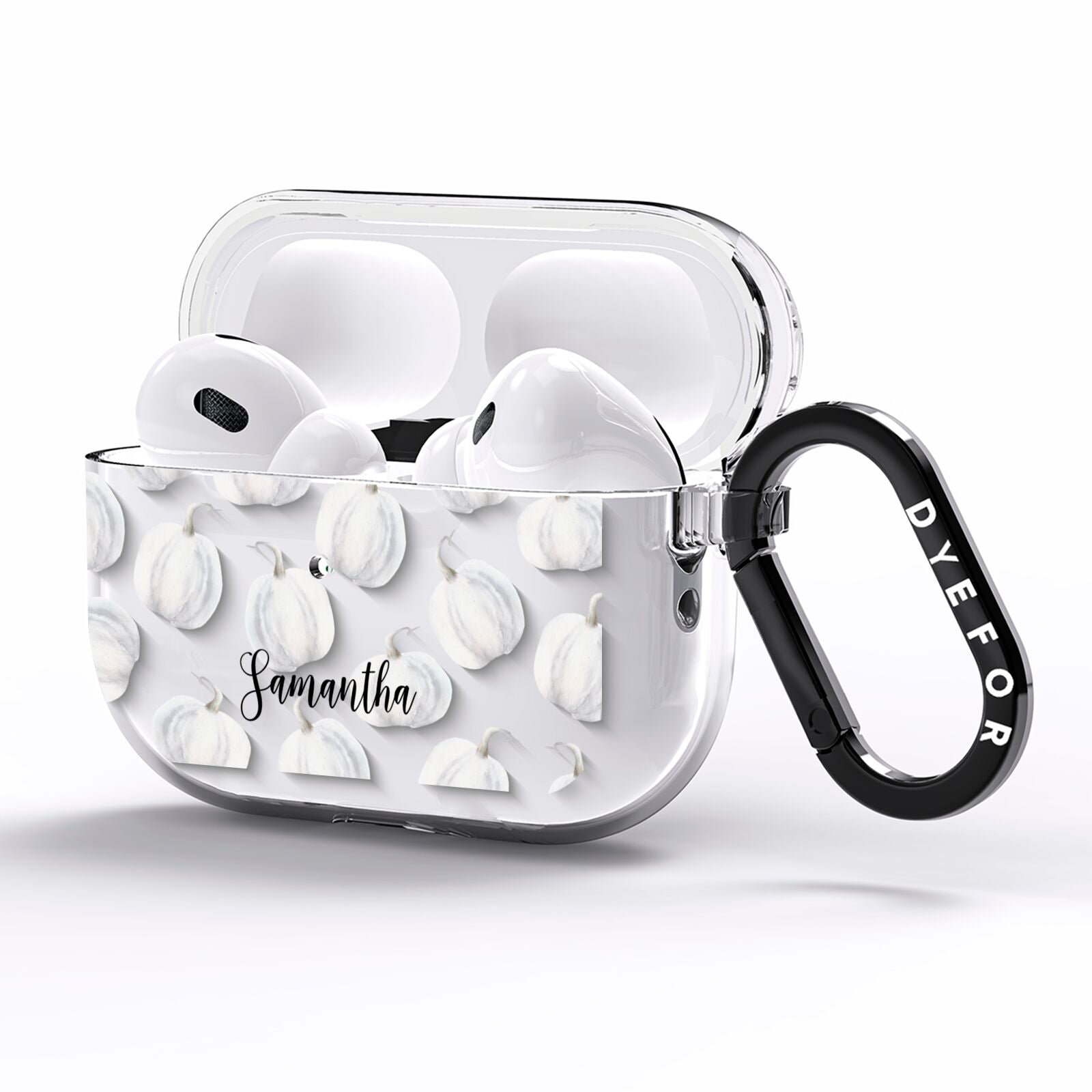 Monochrome Pumpkins with Text AirPods Pro Clear Case Side Image