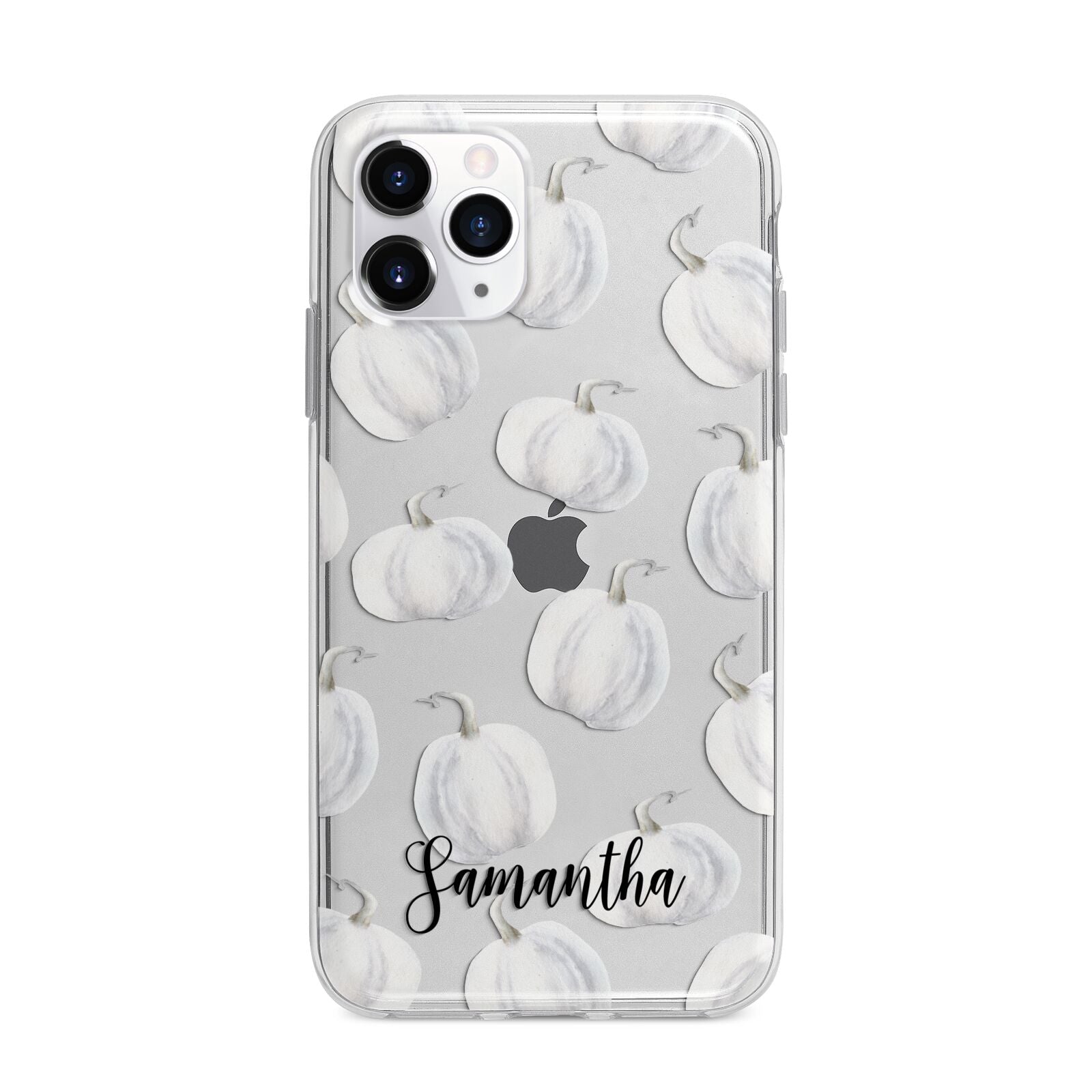 Monochrome Pumpkins with Text Apple iPhone 11 Pro Max in Silver with Bumper Case