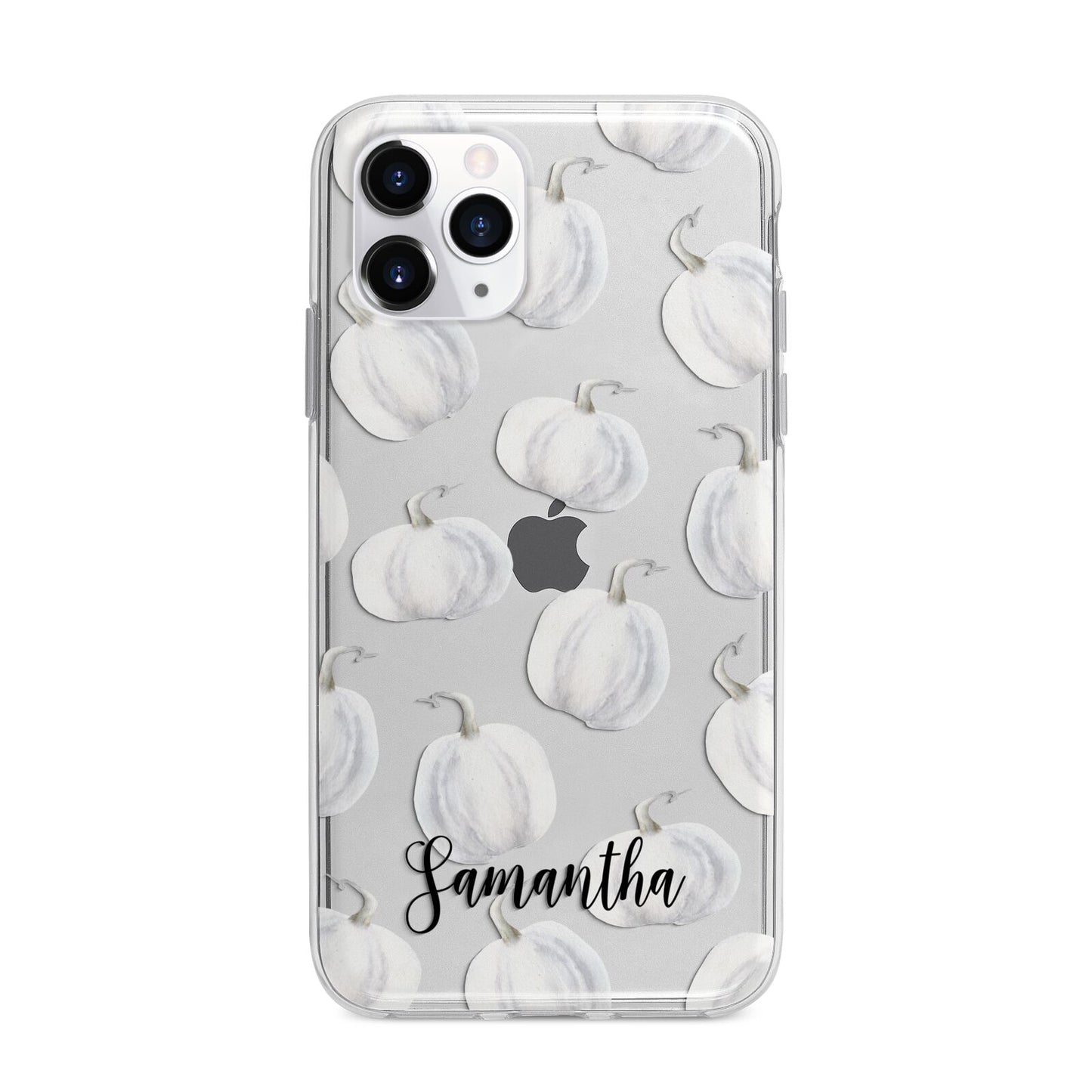 Monochrome Pumpkins with Text Apple iPhone 11 Pro in Silver with Bumper Case