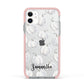 Monochrome Pumpkins with Text Apple iPhone 11 in White with Pink Impact Case