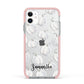 Monochrome Pumpkins with Text Apple iPhone 11 in White with Pink Impact Case