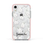 Monochrome Pumpkins with Text Apple iPhone XR Impact Case Pink Edge on Silver Phone
