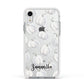 Monochrome Pumpkins with Text Apple iPhone XR Impact Case White Edge on Silver Phone
