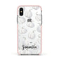 Monochrome Pumpkins with Text Apple iPhone Xs Impact Case Pink Edge on Silver Phone