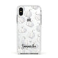 Monochrome Pumpkins with Text Apple iPhone Xs Impact Case White Edge on Silver Phone