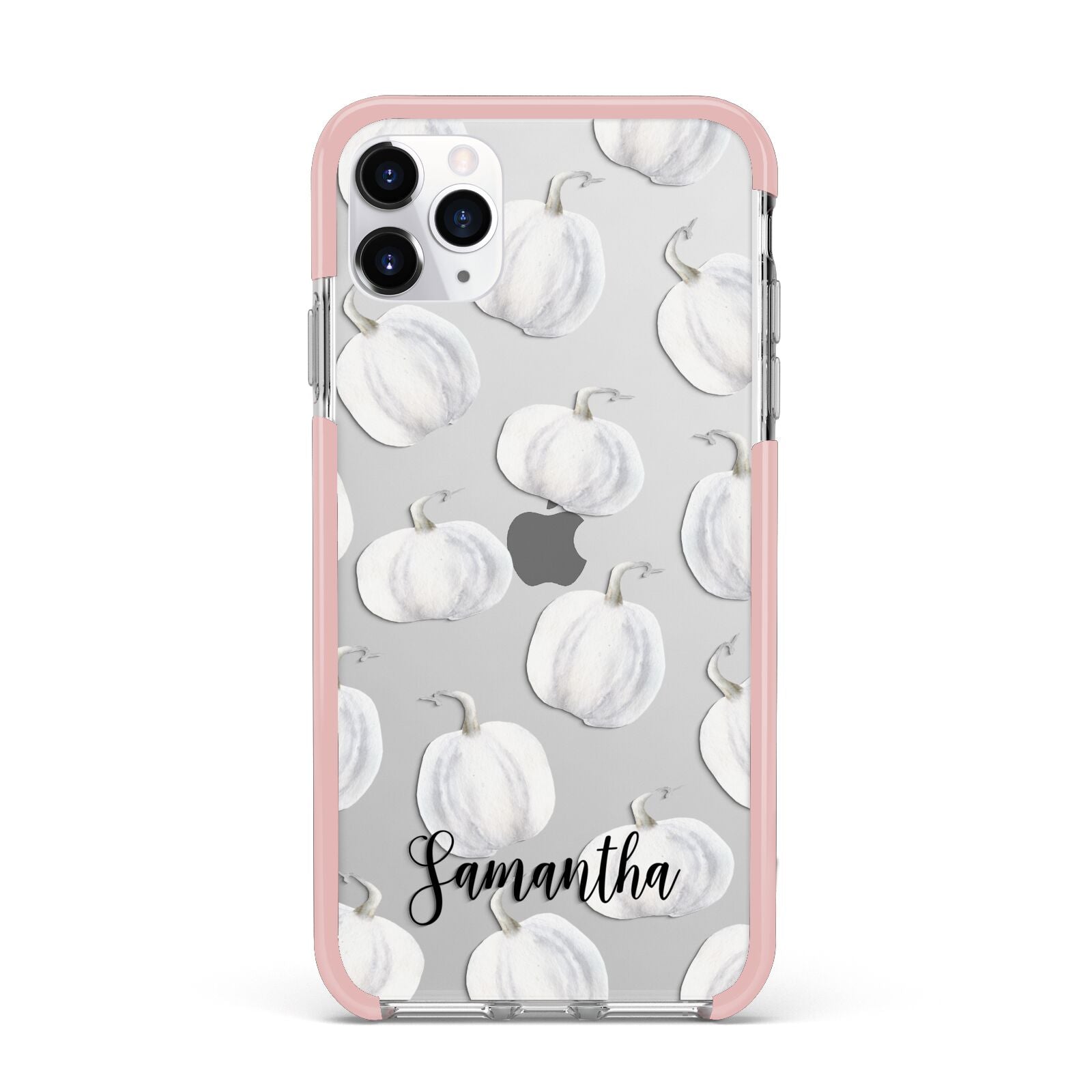 Monochrome Pumpkins with Text iPhone 11 Pro Max Impact Pink Edge Case