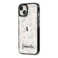 Monochrome Pumpkins with Text iPhone 13 Black Impact Case Side Angle on Silver phone