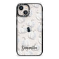 Monochrome Pumpkins with Text iPhone 13 Black Impact Case on Silver phone