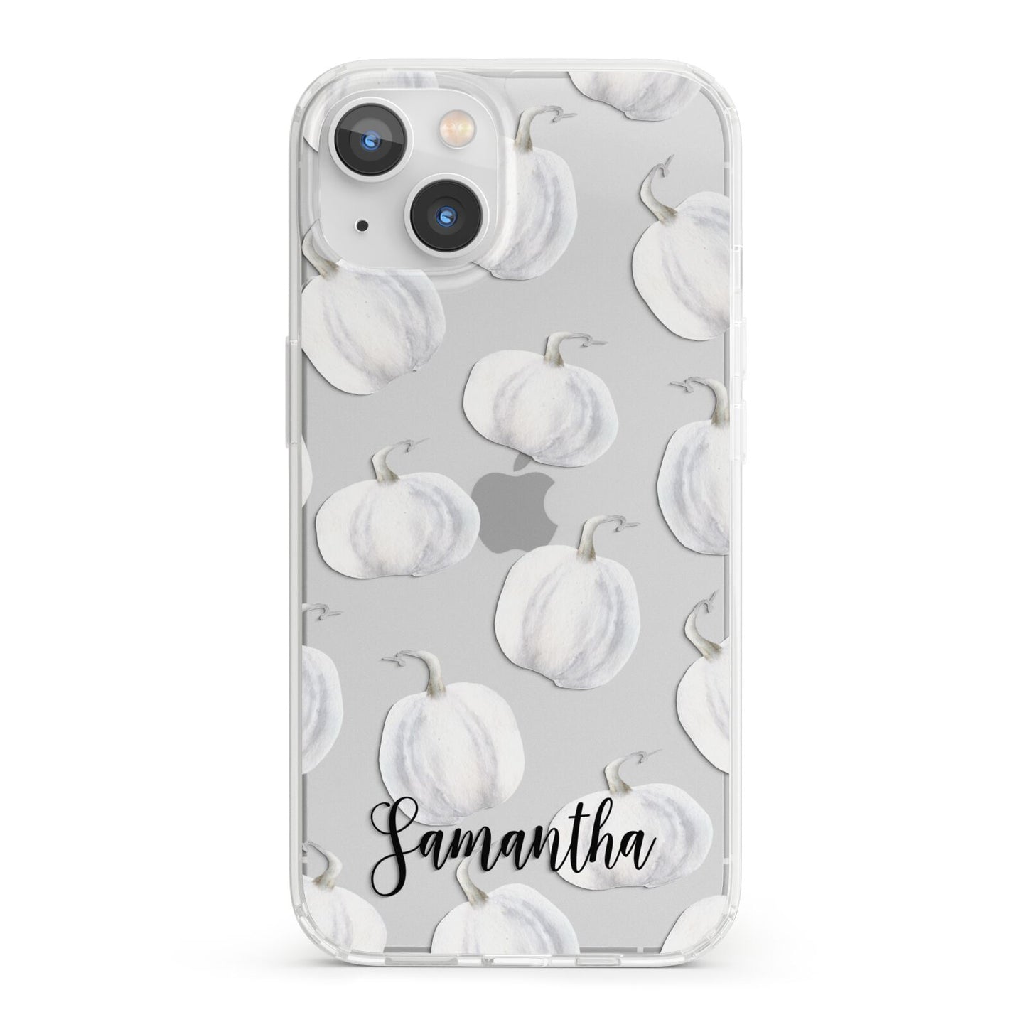 Monochrome Pumpkins with Text iPhone 13 Clear Bumper Case